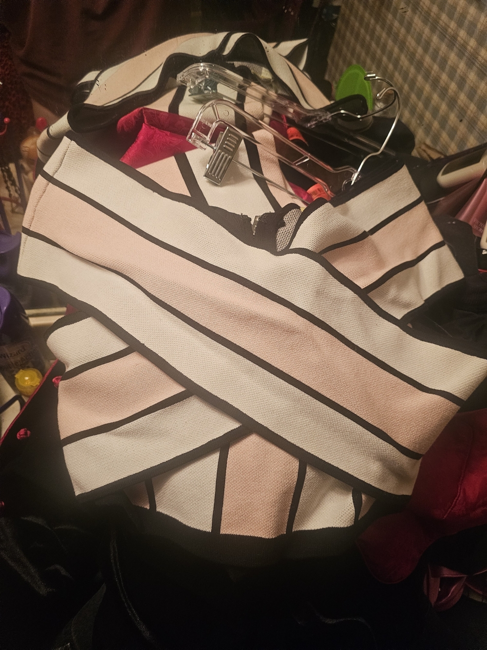 Gianni Bini Black & Cream Striped Dress